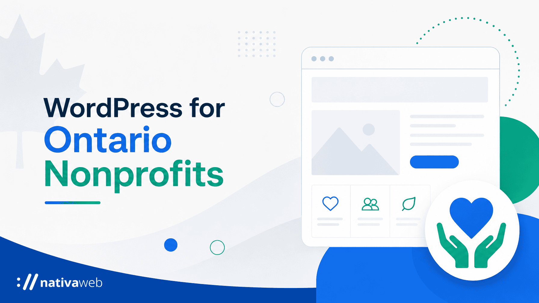 WordPress for Ontario nonprofits: abstract web design graphic in NativaWeb blue and green